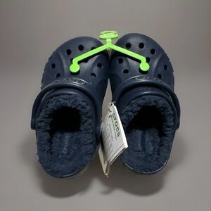 NEW✨CROCS Kids Baya Lined Navy C10 Slippers